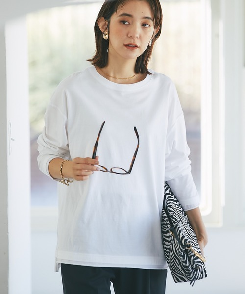 RIVE DROITE(リヴドロワ)の「透け感を抑えた快適カットソー/レイヤードロンTシャツ(Tシャツ/カットソー・レディース・グレー/ホワイト・FREE)」の2枚目の写真