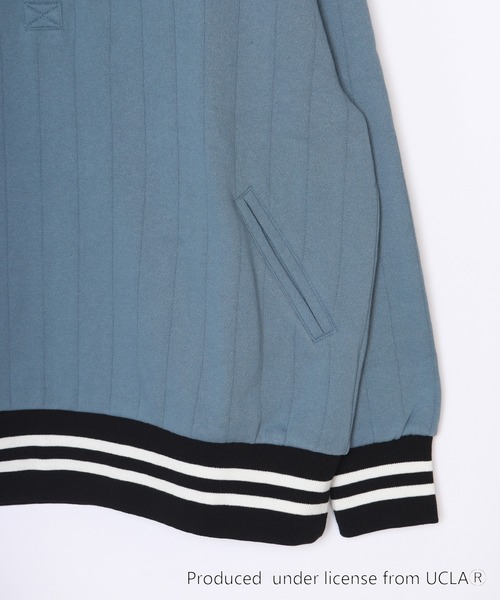 UCLA（ユーシーエルエー）の「UCLA　オーバーサイズ ハーフ釦 ワッペン刺繍スウェットスタジャン（スウェット・メンズ・アッシュ/ブルー/ダークグリーン/イエロー・M/L）」の18枚目の写真