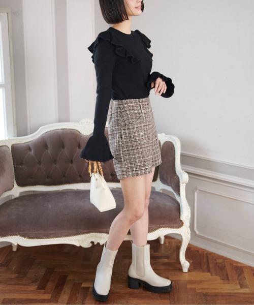 FREE'S MART（フリーズマート）の「◆ハイウエストツイードショートパンツ（その他パンツ・レディース・ブラック/ブラウン・SMALL/MEDIUM）」の11枚目の写真