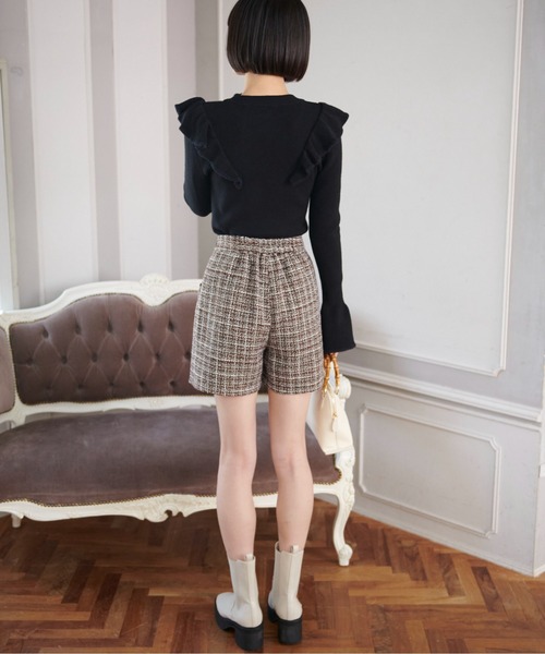 FREE'S MART（フリーズマート）の「◆ハイウエストツイードショートパンツ（その他パンツ・レディース・ブラック/ブラウン・SMALL/MEDIUM）」の14枚目の写真