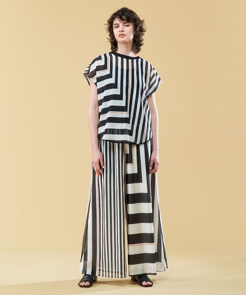 DES PRES（デ・プレ）の「ストライププリント フレンチスリーブプル 