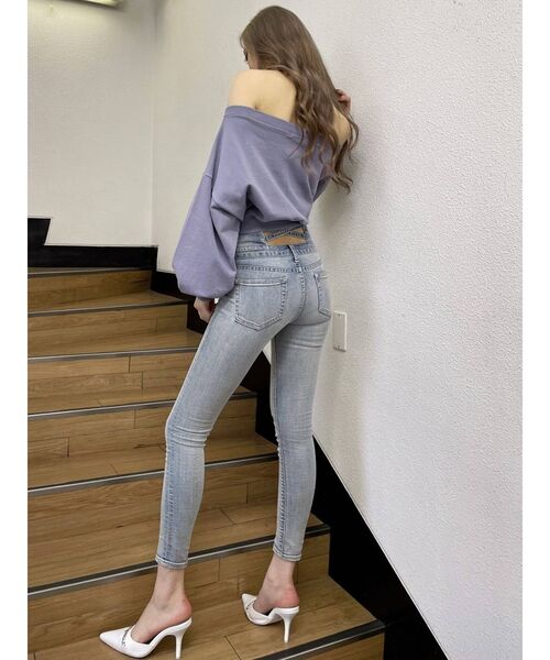 GYDA(ジェイダ)の「GYDA embroidery ピグメントオフショルスウェットトップス(Tシャツ/カットソー・レディース・チャコールグレー/パープル/アイボリー/ピンク・FREE)」の18枚目の写真