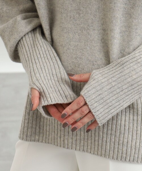 【日本製】ロングリブフィンガーホールニット