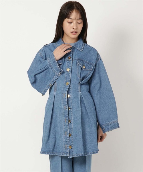 デニムタックシャツワンピース 2025新作45Rインドカディシャツデニムの
