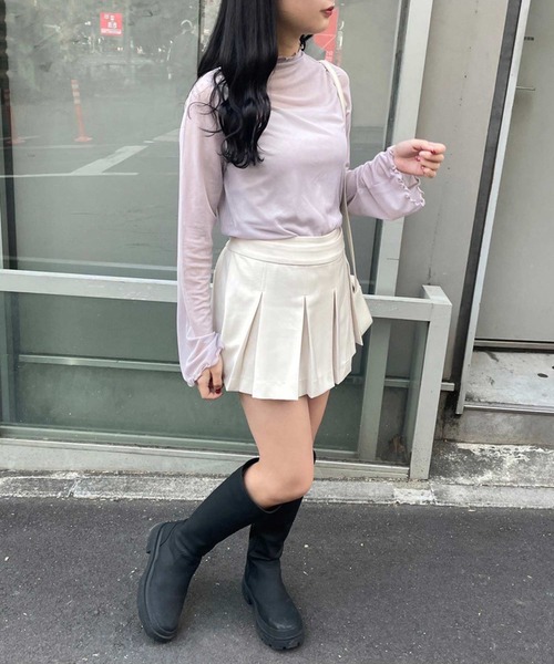 one after another NICE CLAUP（ワンアフターアナザーナイスクラップ）の「プリーツショートスカパン　2023SS（その他パンツ・レディース・ブラック/アイボリー/ブラック系その他・FREE）」の21枚目の写真