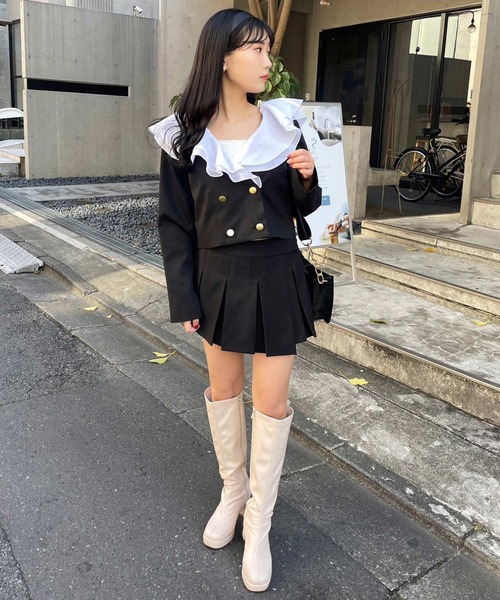 one after another NICE CLAUP（ワンアフターアナザーナイスクラップ）の「プリーツショートスカパン　2023SS（その他パンツ・レディース・ブラック/アイボリー/ブラック系その他・FREE）」の12枚目の写真