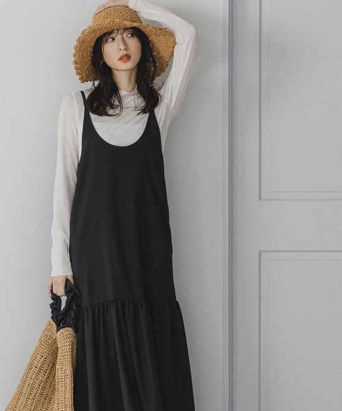 Andemiu(アンデミュウ)の「【金城ゆきさんコラボ】キャミワンピース×インナー2P187745(ワンピース・レディース・ブラック/ベージュ/グレー・FREE)」の2枚目の写真