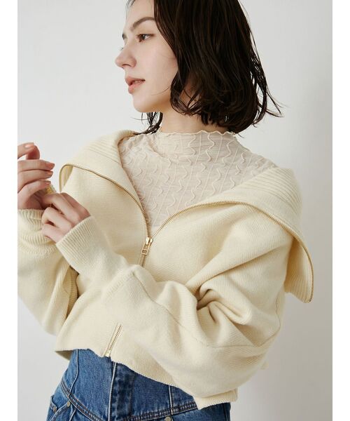 LAGUNAMOON（ラグナムーン）の「ストレッチチュールトップス（Tシャツ/カットソー・レディース・アイボリー/ブラック・FREE）」の20枚目の写真