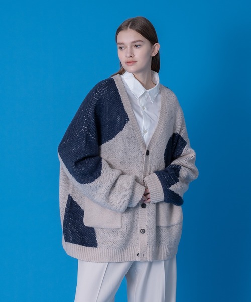 ONCILY（オンシェリー）の「MIX PATTERN LOOSE CARDIGAN / ミックスルーズカーディガン（カーディガン/ボレロ・メンズ・ネイビー/グリーン/ブルー/グレー・MEDIUM/LARGE）」の17枚目の写真