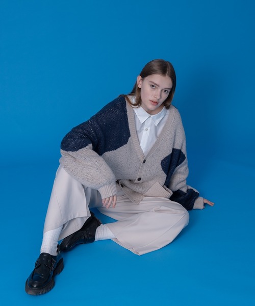 ONCILY（オンシェリー）の「MIX PATTERN LOOSE CARDIGAN / ミックスルーズカーディガン（カーディガン/ボレロ・メンズ・ネイビー/グリーン/ブルー/グレー・MEDIUM/LARGE）」の18枚目の写真