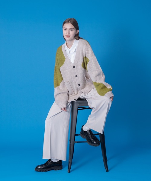 ONCILY（オンシェリー）の「MIX PATTERN LOOSE CARDIGAN / ミックスルーズカーディガン（カーディガン/ボレロ・メンズ・ネイビー/グリーン/ブルー/グレー・MEDIUM/LARGE）」の14枚目の写真