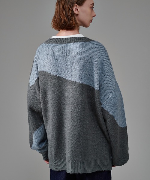 ONCILY（オンシェリー）の「MIX PATTERN LOOSE CARDIGAN / ミックスルーズカーディガン（カーディガン/ボレロ・メンズ・ネイビー/グリーン/ブルー/グレー・MEDIUM/LARGE）」の20枚目の写真