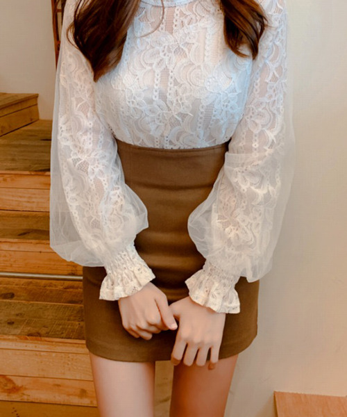 Girly Doll(ガーリードール)の「レースブラウス(シャツ/ブラウス・レディース・ホワイト/ベージュ/ブラック・L/M)」の1枚目の写真