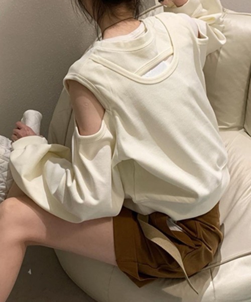 DAY CLOSET（デイ クローゼット）の「レディース オープンショルダーカットアウトスウェット（スウェット・レディース・ホワイト/ブルー/カーキブラウン・ONE SIZE）」の15枚目の写真