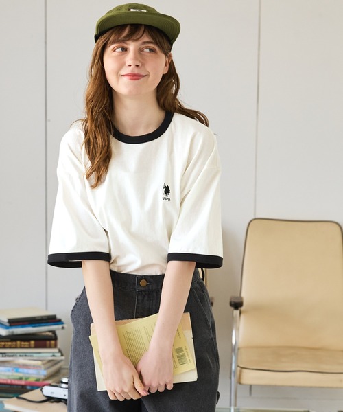U.S. POLO ASSN.(ユーエスポロアッスン)の「U.S. POLO ASSN. /ユーエスポロアッスン 別注 ワンポイント半袖リンガーTシャツ(Tシャツ/カットソー・レディース・ブラック/ブラウン/ボルドー/グリーン/ネイビー/ネイビー系1/オレンジ/イエロー/ネイビー系2・FREE)」の14枚目の写真