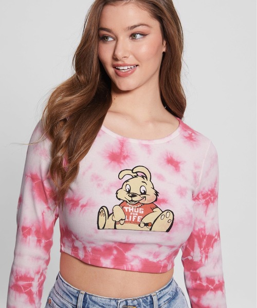 Guess（ゲス）の「GUESS X BRANDALISED(R) WITH GRAFFITI BY BANKSY L/S Bunny Rib Top（その他トップス・レディース・エメラルド/ピンク・X-SMALL/MEDIUM/SMALL）」の15枚目の写真