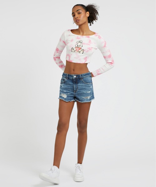 Guess（ゲス）の「GUESS X BRANDALISED(R) WITH GRAFFITI BY BANKSY L/S Bunny Rib Top（その他トップス・レディース・エメラルド/ピンク・X-SMALL/MEDIUM/SMALL）」の14枚目の写真