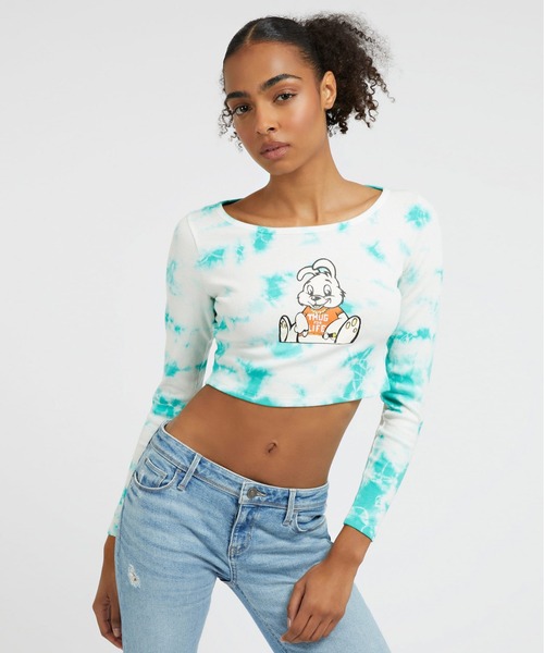 Guess（ゲス）の「GUESS X BRANDALISED(R) WITH GRAFFITI BY BANKSY L/S Bunny Rib Top（その他トップス・レディース・エメラルド/ピンク・X-SMALL/MEDIUM/SMALL）」の22枚目の写真