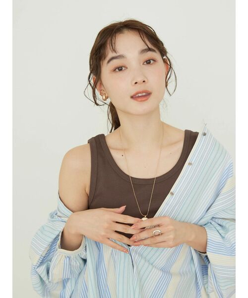 AMERICAN HOLIC(アメリカンホリック)の「Daily!テレコタンクトップ1(インナーウェア/肌着・レディース・アイボリー/ブラック/ブラウン・M/L)」の10枚目の写真