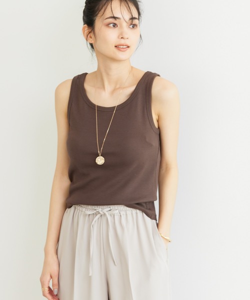 AMERICAN HOLIC(アメリカンホリック)の「Daily!テレコタンクトップ1(インナーウェア/肌着・レディース・アイボリー/ブラック/ブラウン・M/L)」の3枚目の写真