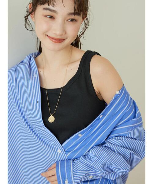 AMERICAN HOLIC(アメリカンホリック)の「Daily!テレコタンクトップ1(インナーウェア/肌着・レディース・アイボリー/ブラック/ブラウン・M/L)」の7枚目の写真