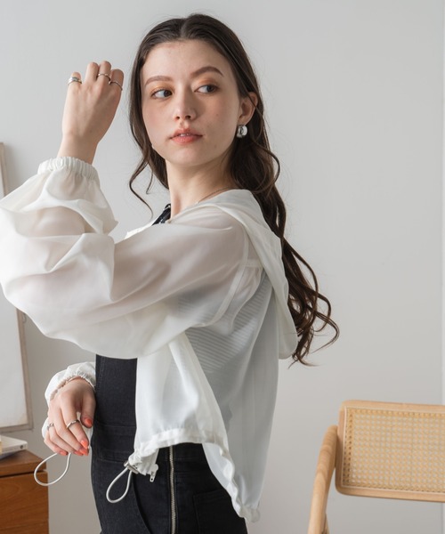 WEGO（ウィゴー）の「WEGO/シアーパーカー（ブルゾン・レディース・ブラック/ホワイト・FREE）」の9枚目の写真