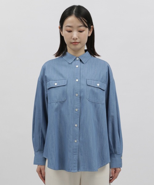 LAKOLE（ラコレ）の「ダンガリーダブルポケットシャツ / 185866（シャツ/ブラウス・レディース・ライトブルー/サックスブルー・MEDIUM/SMALL）」の9枚目の写真