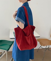 【SETUP7】フロントポケット付きサマーコーデュロイトートバッグ KNF A4収納可能 ※