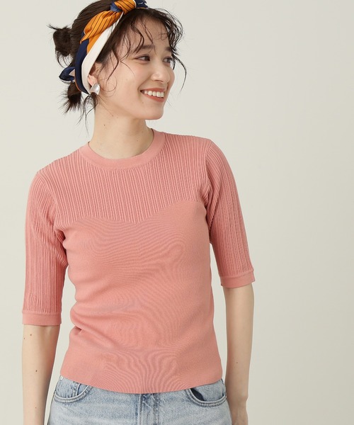 N.(N. Natural Beauty Basic)(エヌエヌナチュラルビューティーベーシック)の「◆レーヨンコットン混ビスチェ風ニット(ニット/セーター・レディース・オフホワイト/ブラック/ベージュ/グリーン/ピンク・MEDIUM)」の5枚目の写真