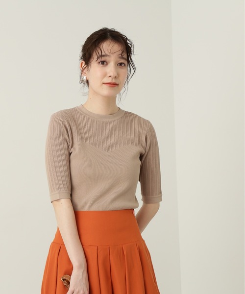 N.(N. Natural Beauty Basic)(エヌエヌナチュラルビューティーベーシック)の「◆レーヨンコットン混ビスチェ風ニット(ニット/セーター・レディース・オフホワイト/ブラック/ベージュ/グリーン/ピンク・MEDIUM)」の6枚目の写真