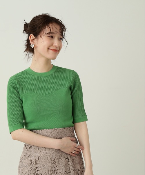 N.(N. Natural Beauty Basic)(エヌエヌナチュラルビューティーベーシック)の「◆レーヨンコットン混ビスチェ風ニット(ニット/セーター・レディース・オフホワイト/ブラック/ベージュ/グリーン/ピンク・MEDIUM)」の21枚目の写真