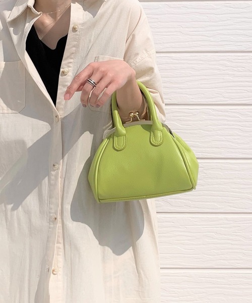 Q(キュー)の「がま口ミニバッグ(ショルダーバッグ・レディース・黄緑系/ピンクベージュ/ブラック/マスタード/アイボリー・ONE SIZE)」の21枚目の写真