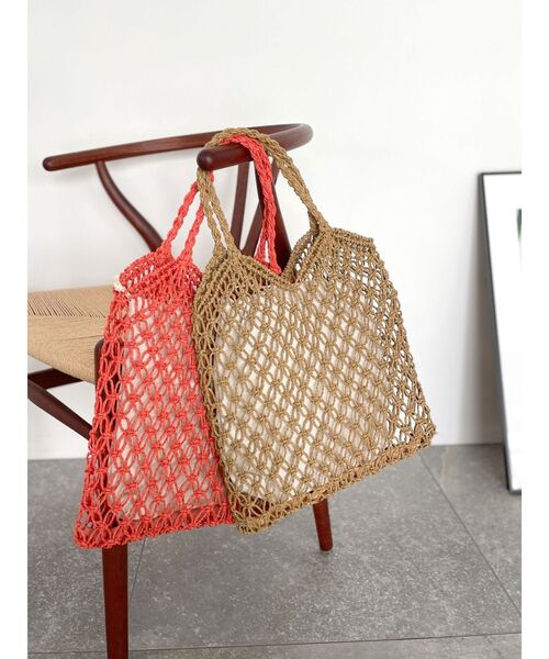 Ungrid(アングリッド)の「ペーパー編みハンドバッグ(ハンドバッグ・レディース・キャメル/オレンジ・FREE)」の6枚目の写真