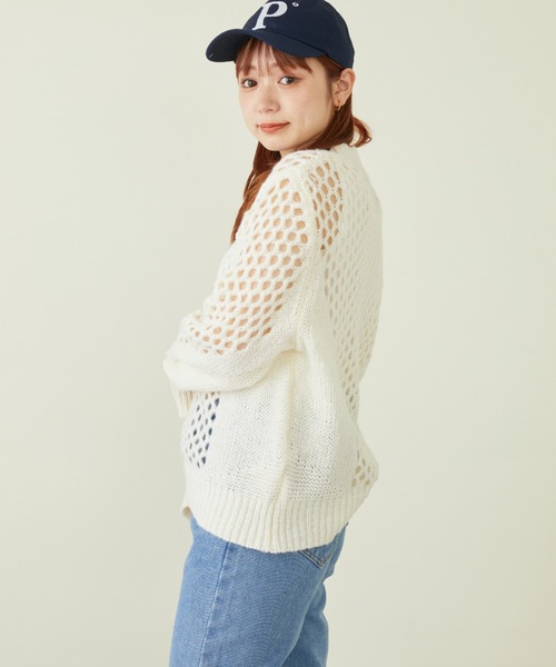 mebole（メボレ）の「透かし編みニットプルオーバー（ニット/セーター・レディース・ピンク/ブルー/ホワイト・FREE）」の7枚目の写真