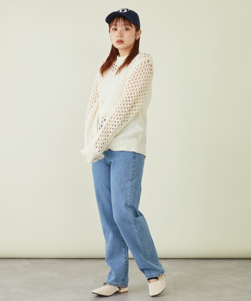 mebole（メボレ）の「透かし編みニットプルオーバー（ニット/セーター・レディース・ピンク/ブルー/ホワイト・FREE）」の14枚目の写真