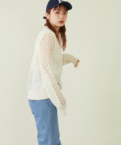 mebole（メボレ）の「透かし編みニットプルオーバー（ニット/セーター・レディース・ピンク/ブルー/ホワイト・FREE）」の16枚目の写真