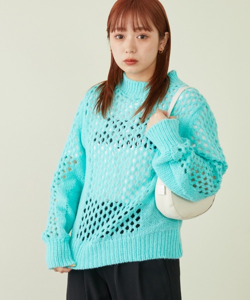 mebole（メボレ）の「透かし編みニットプルオーバー（ニット/セーター・レディース・ピンク/ブルー/ホワイト・FREE）」の19枚目の写真