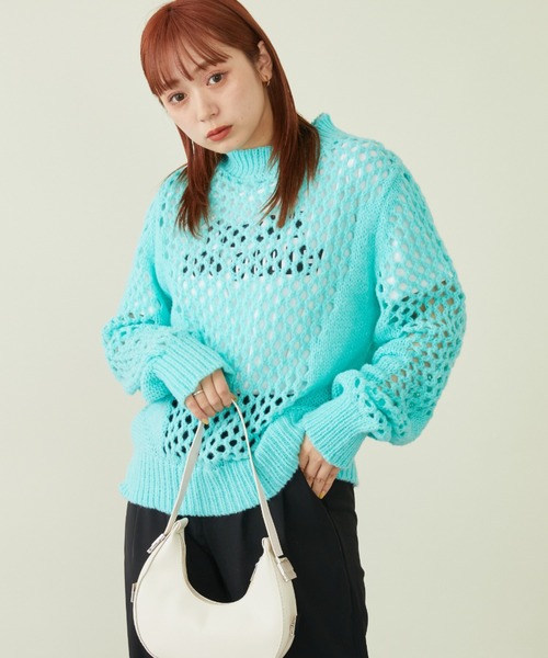 mebole（メボレ）の「透かし編みニットプルオーバー（ニット/セーター・レディース・ピンク/ブルー/ホワイト・FREE）」の21枚目の写真