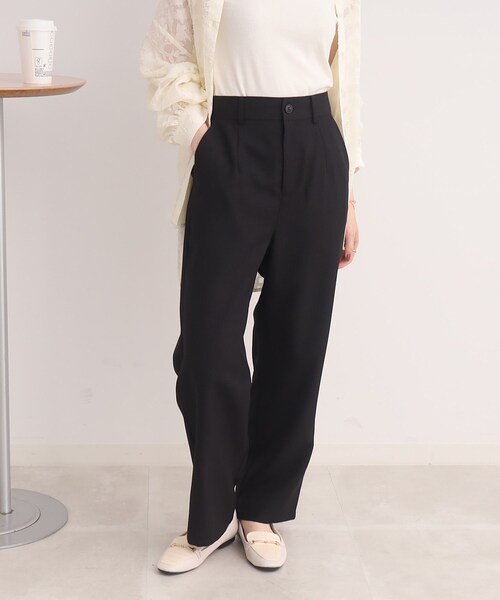 Cutie Blonde（キューティーブロンド）の「◆【落ち感きれいなワイドなシルエット】麻調ツイル ストレートパンツ（その他パンツ・レディース・ブラック/ライトベージュ・01/02/03）」の6枚目の写真