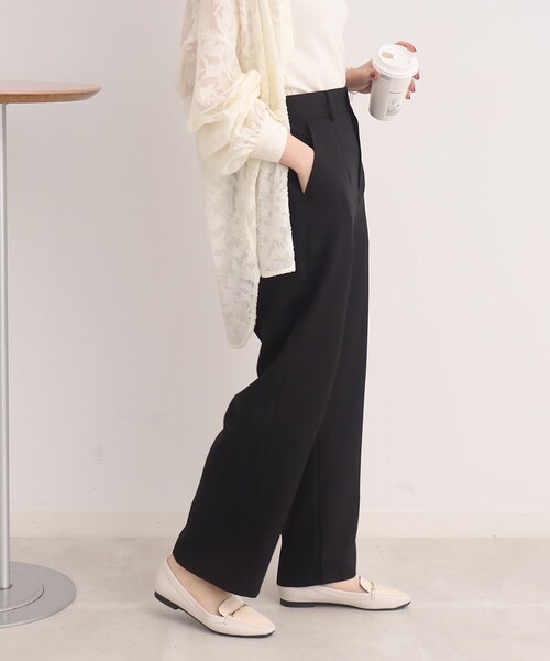 Cutie Blonde（キューティーブロンド）の「◆【落ち感きれいなワイドなシルエット】麻調ツイル ストレートパンツ（その他パンツ・レディース・ブラック/ライトベージュ・01/02/03）」の7枚目の写真