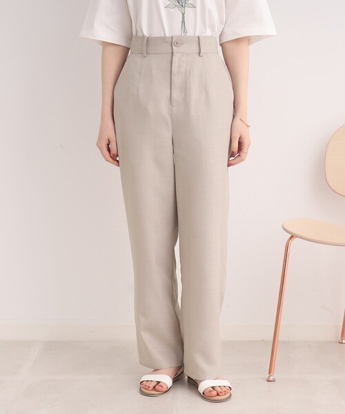Cutie Blonde（キューティーブロンド）の「◆【落ち感きれいなワイドなシルエット】麻調ツイル ストレートパンツ（その他パンツ・レディース・ブラック/ライトベージュ・01/02/03）」の20枚目の写真
