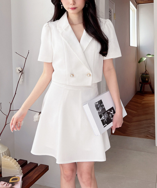 MIIA（ミーア）の「ショートツイードジャケット（テーラードジャケット・レディース・ベージュ/ブラック/オフホワイト・FREE）」の7枚目の写真