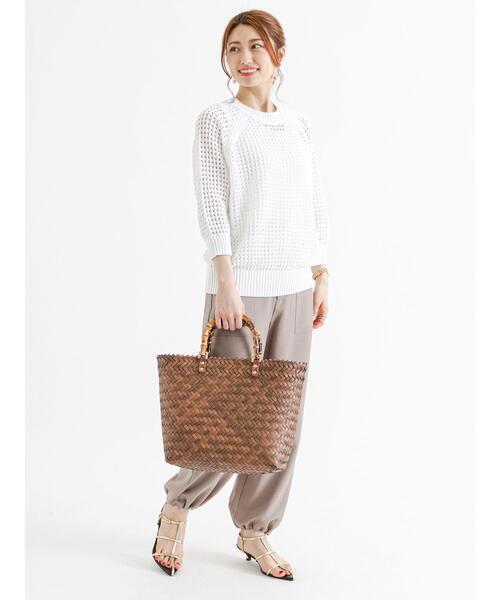 Te chichi（テチチ）の「メッシュ編み5分袖ニットプルオーバー（ニット/セーター・レディース・オフホワイト/レッド/ブラック・ﾌﾘ-）」の14枚目の写真