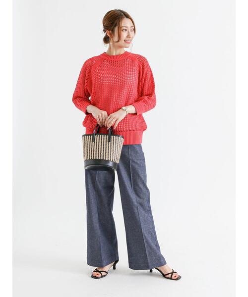 Te chichi（テチチ）の「メッシュ編み5分袖ニットプルオーバー（ニット/セーター・レディース・オフホワイト/レッド/ブラック・ﾌﾘ-）」の15枚目の写真