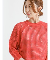 Te chichi | メッシュ編み5分袖ニットプルオーバー(ニット/セーター)