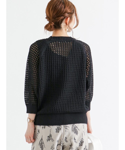 Te chichi（テチチ）の「メッシュ編み5分袖ニットプルオーバー（ニット/セーター・レディース・オフホワイト/レッド/ブラック・ﾌﾘ-）」の11枚目の写真