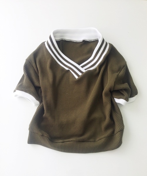 Chico(チコ)の「RIBライン衿TOPS(Tシャツ/カットソー・レディース・ホワイト/モスグリーン・FREE)」の12枚目の写真