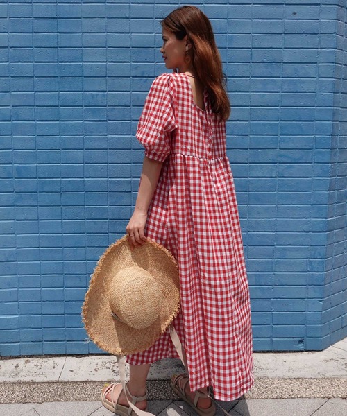 CORNERS（コーナーズ）の「ギンガムチェックバックリボンワンピース