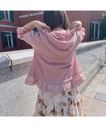 ♡PINK HOUSE♡チュニックフリルパーカー　ピコフリル　ギンガム　Ｌ PINK HOUSE/ピンクハウス ギンガムチェック フリル チュニック
