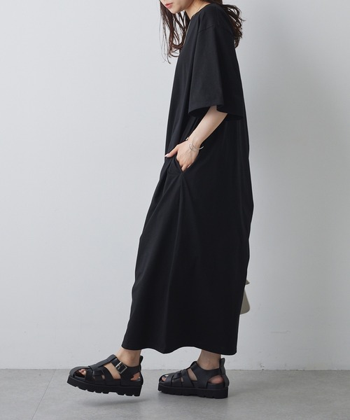 PUAL CE CIN(ピュアルセシン)の「【Du noir】シルケットサイドアジャストワンピース(ワンピース・レディース・ブラック/グレイッシュベージュ・FREE)」の9枚目の写真